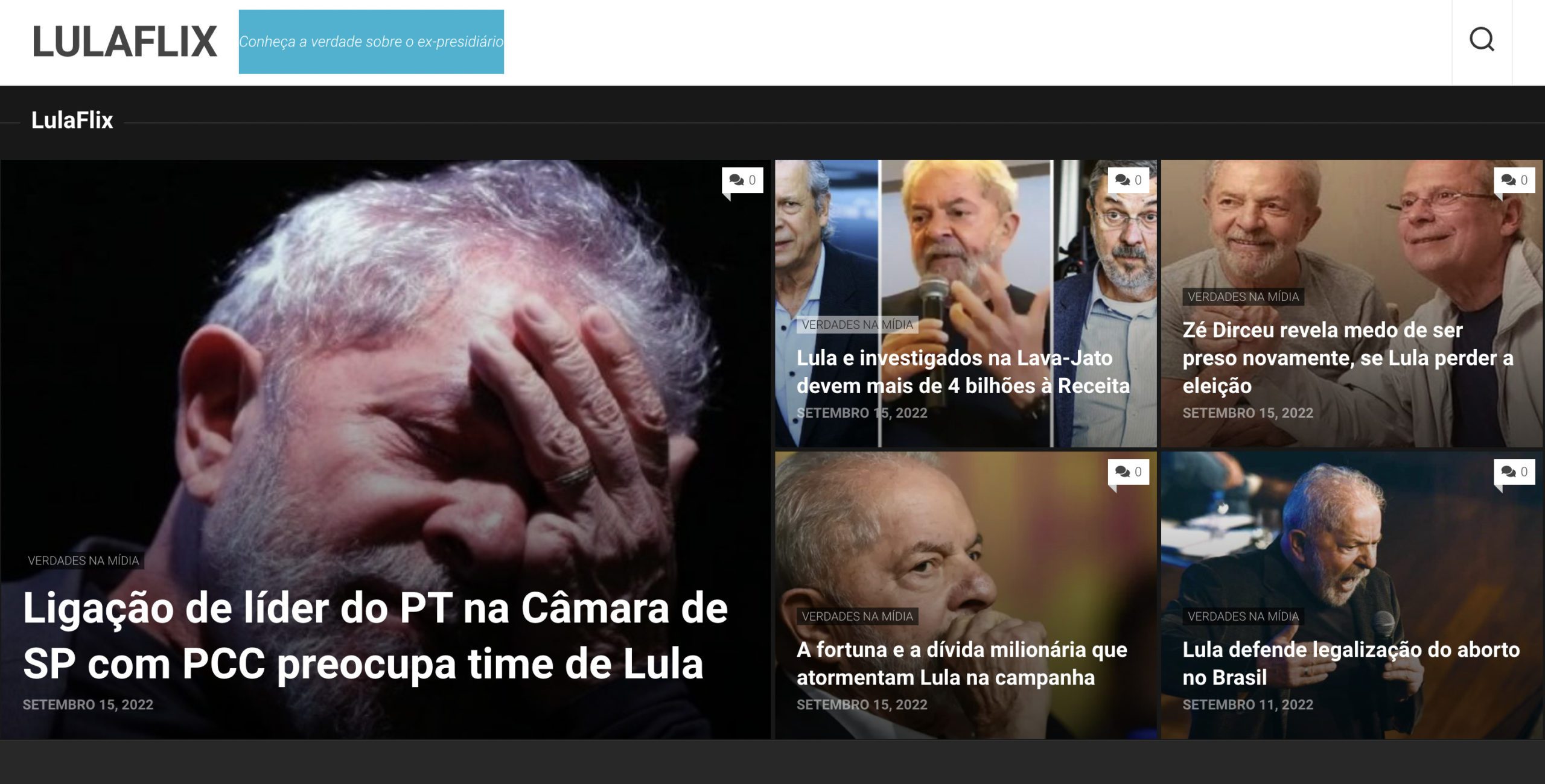 Lula Flix, la página dedicada a difundir noticias falsas sobre Lula.